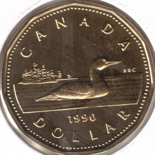 1990 Canada Proof-Like QEII & Loonie $1 One-Dollar Coin!