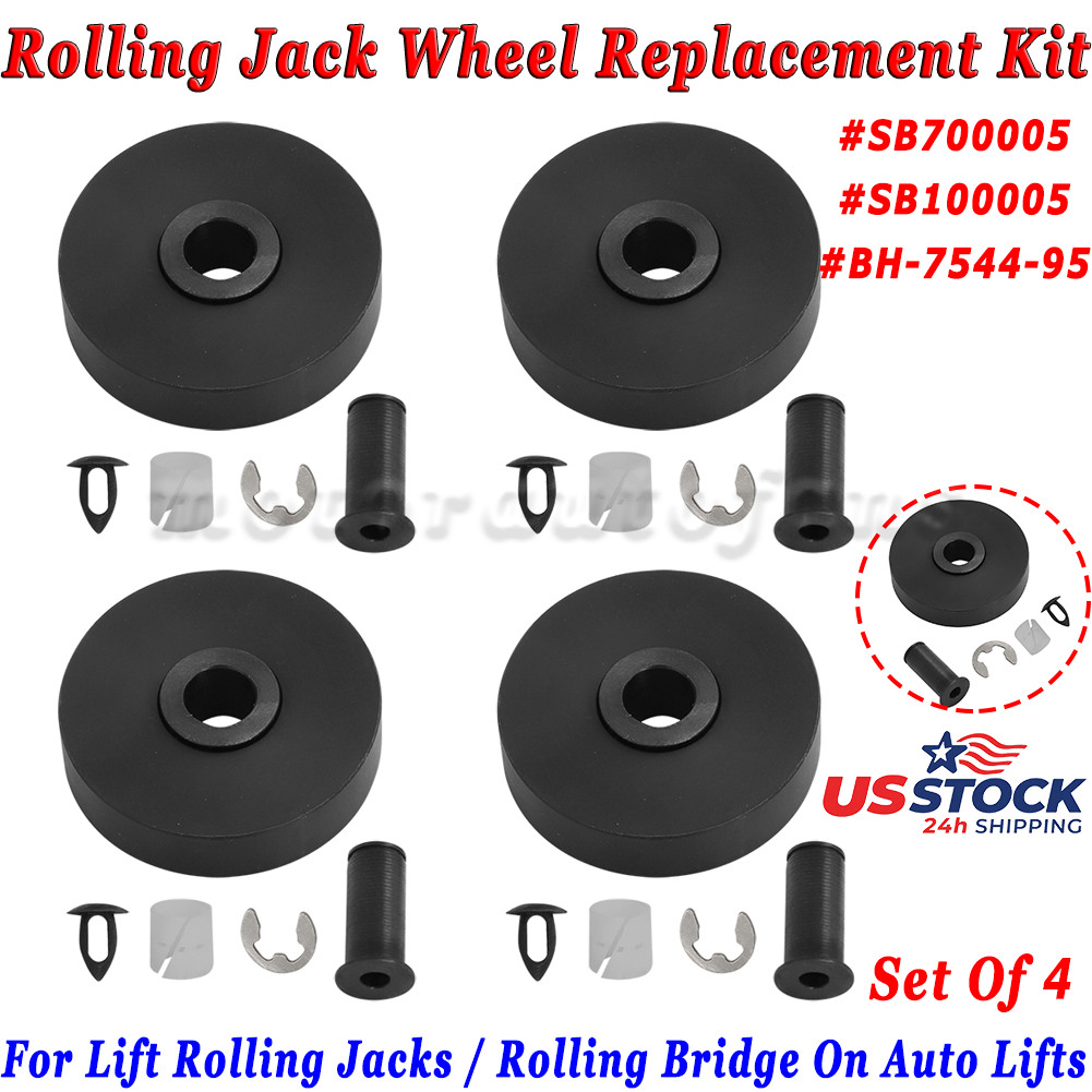 4 Set Wheel Kit SB700005 For Rotary Lift Rolling Jack RJ6 RJ7 AJ6 4 Wheel +Clips