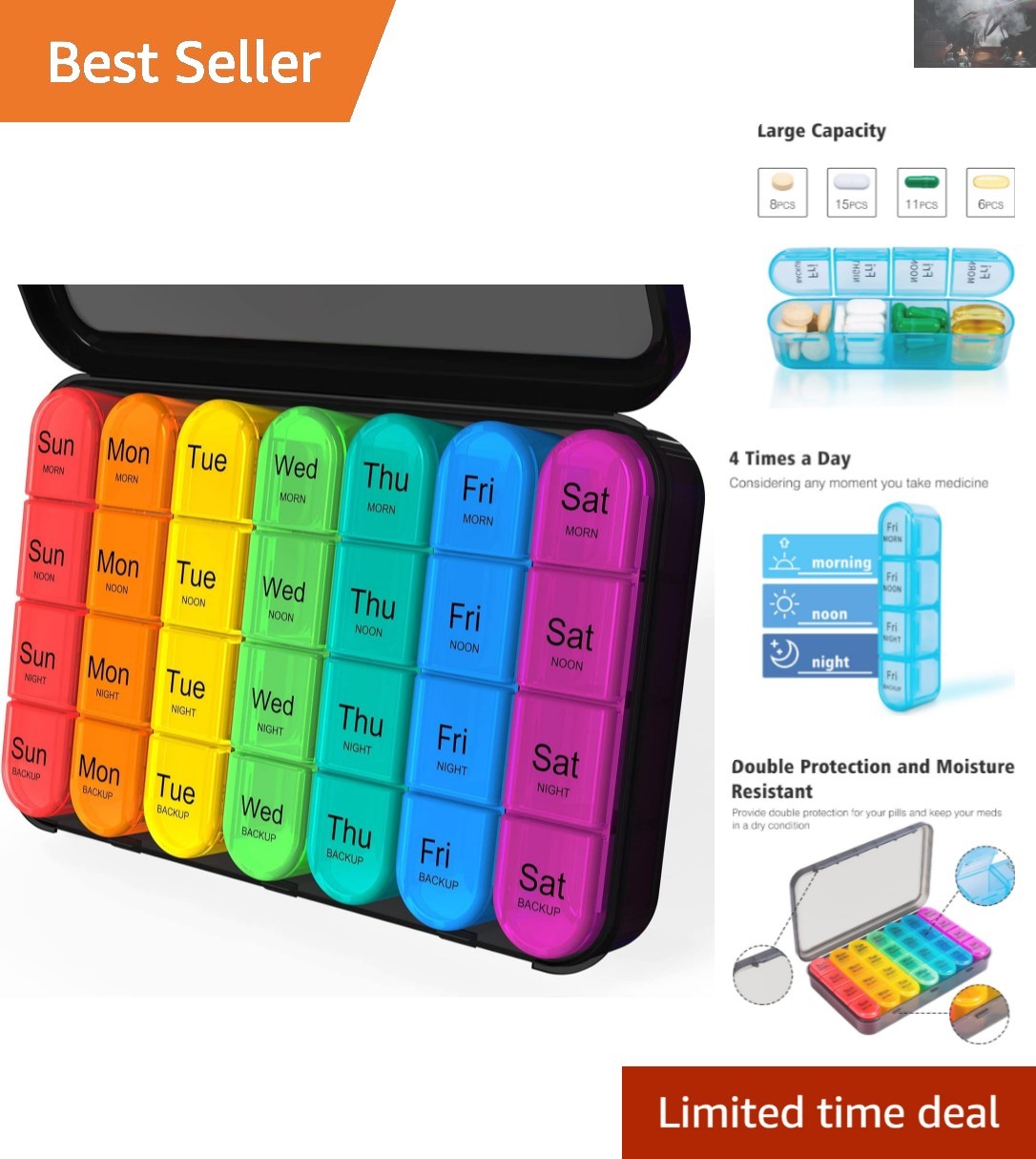 Luxury BPA-Free Weekly Pill Organizer with Removable Compartments for Travel