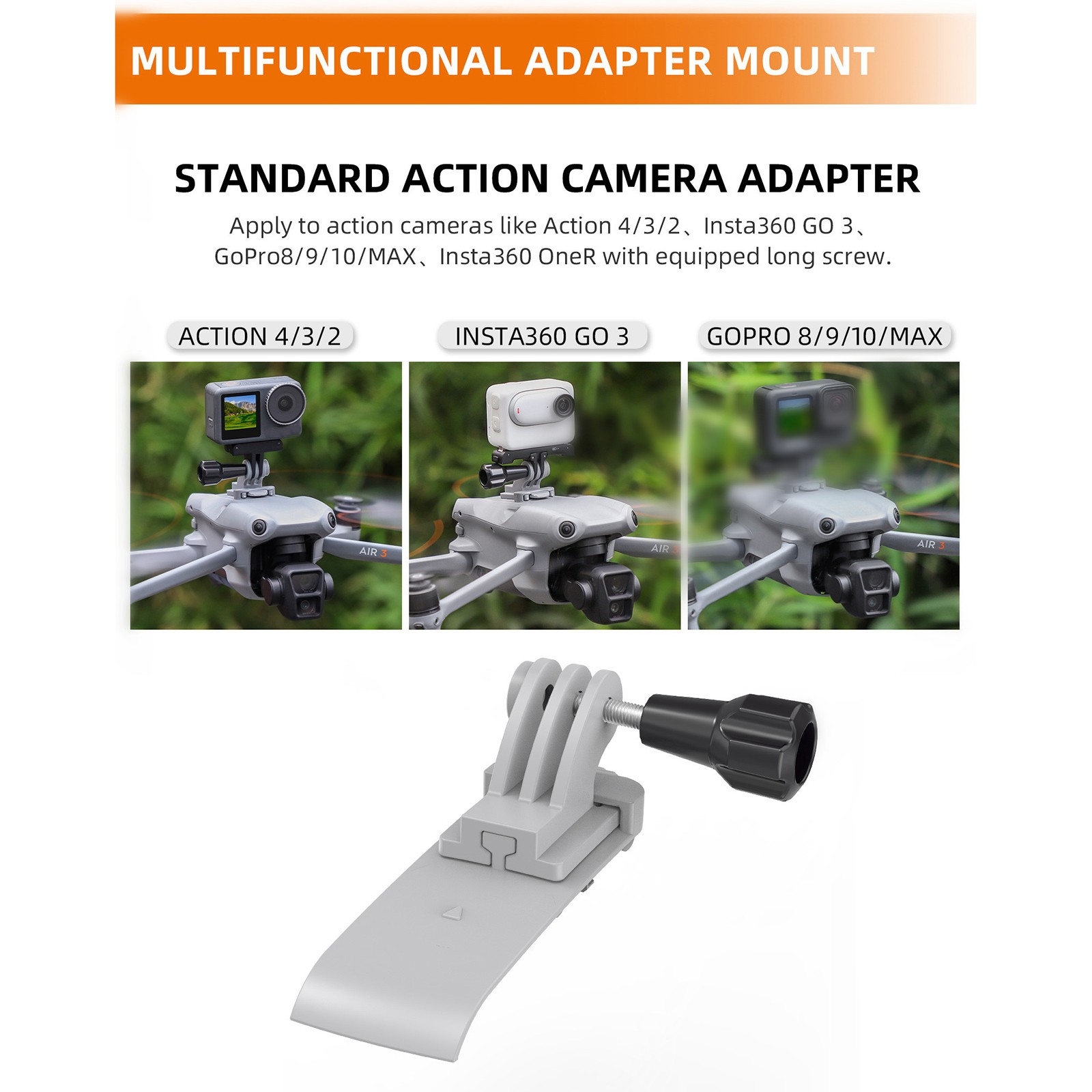 Action Camera Connector Fixed Base Adapter Mount For DJI Air 3 Drone Accessories