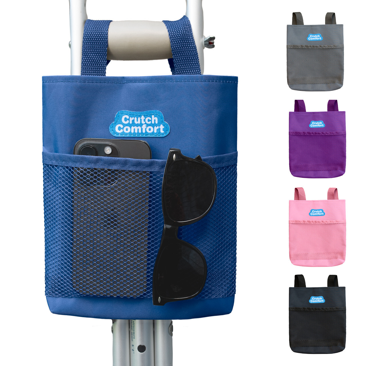 Crutch Comfort Large Universal 2-Pocket 8"x9" Crutch Bag/ Tote/ Pouch - All