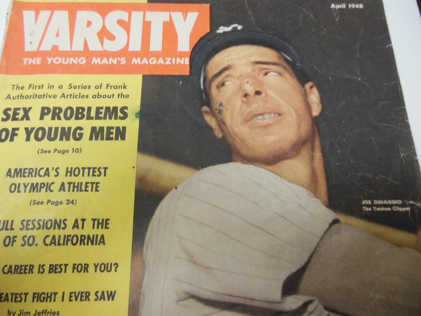 1948 VARSITY MAGAZINE JOE DIMAGGIO COVER RARE THE YOUNG MAN'S MAGAZINE