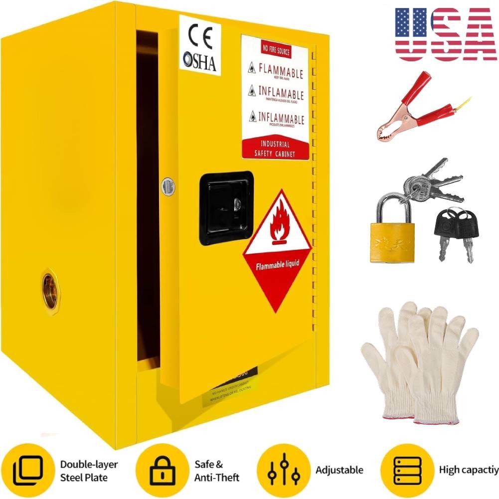 12 Gal Flammable Storage Cabinet Hazardous Liquid Cabinet for Factory 23X18X35''