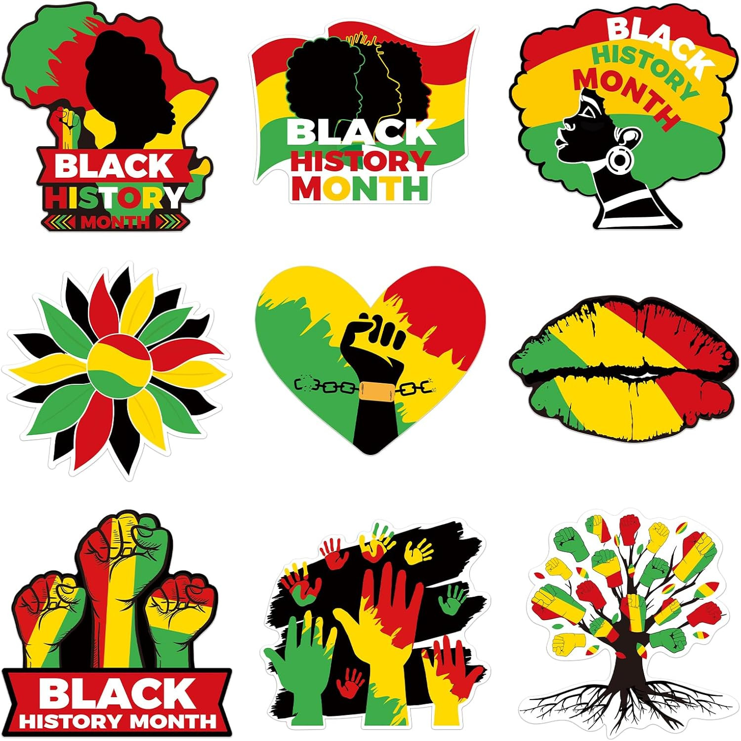 45 Pcs Black History Month Cutouts for Bulletin Board Decoration African America