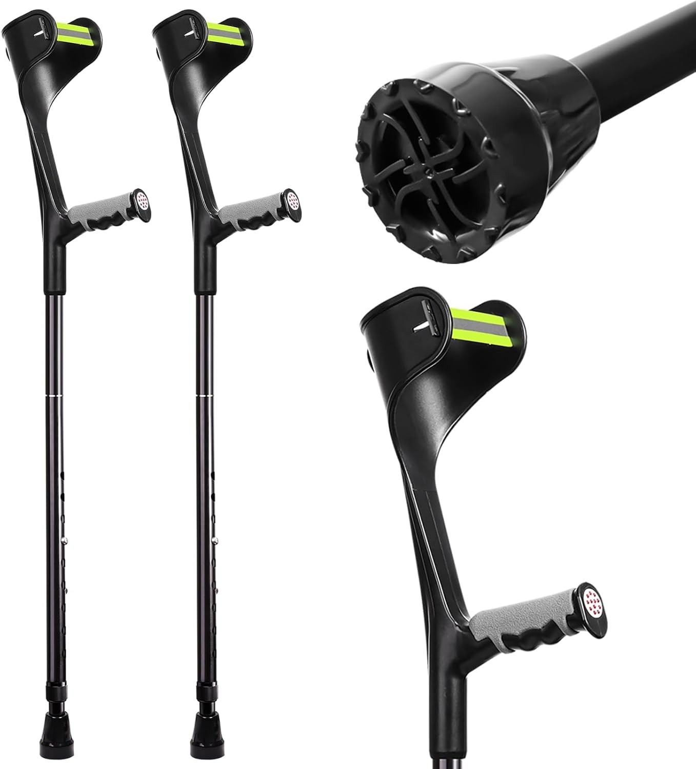 Adjustable Forearm Crutches for Adults – 10-Level Height Ergonomic Arm Crutches,