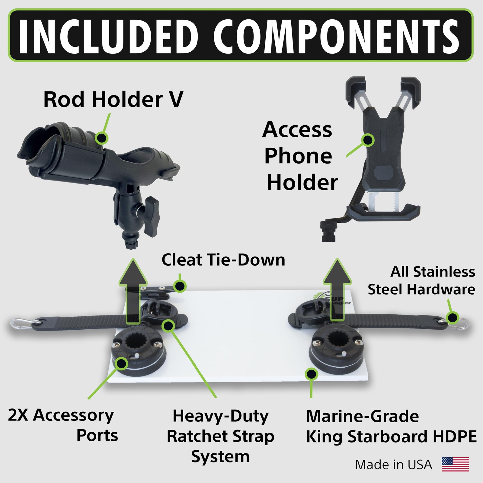 SUP Angler Lite Universal Paddle Board Mount with One Size, White