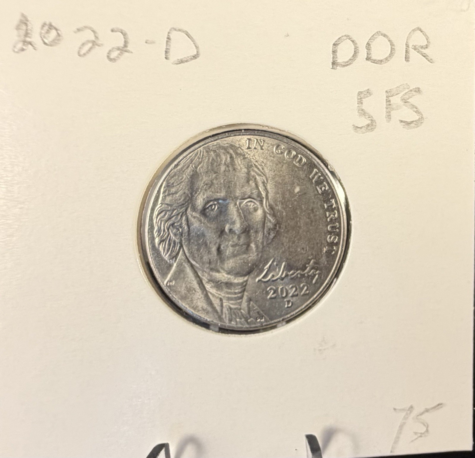 2020 D Jefferson Nickel Error Double Die Reverse - Monticello / Five Cents - BC