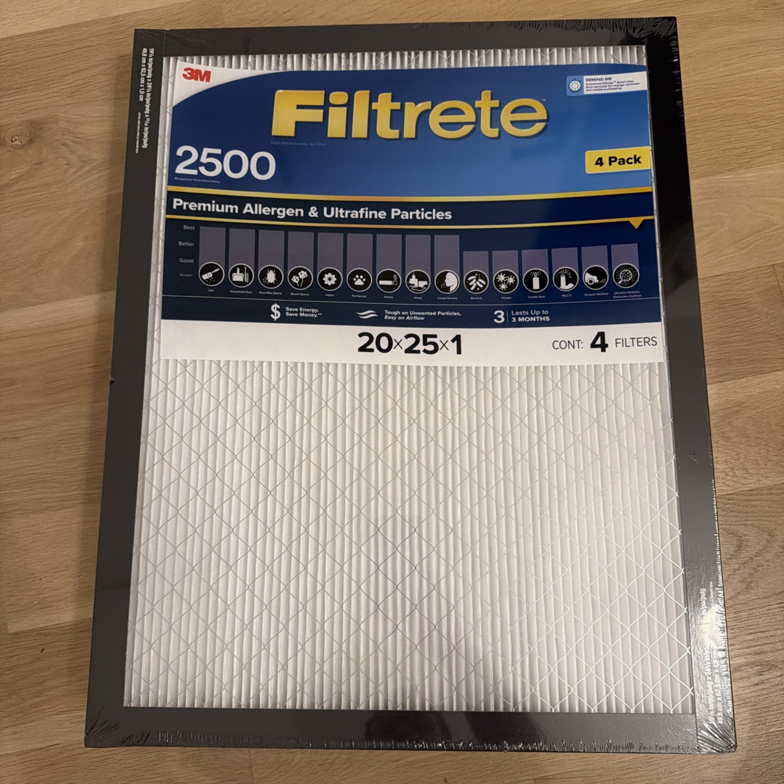 Filtrete 20x25x1 4 PACK  Premium Allergen & Ultrafine Particles AC Filter | 2500