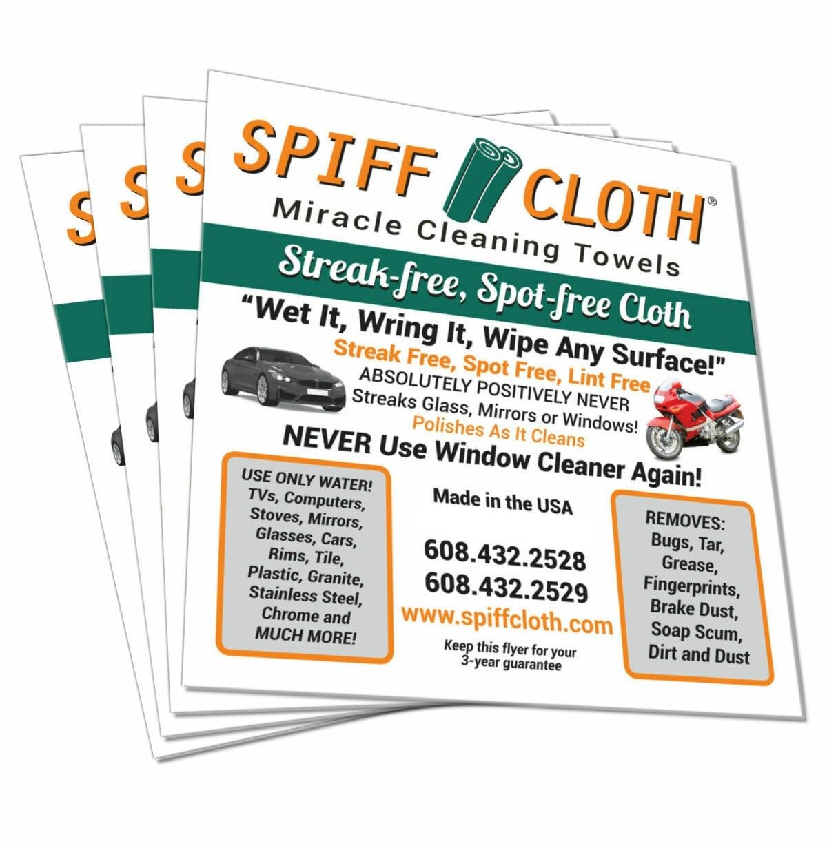 4-Count, Miracle Cleaning Towels, Streak-Free, Cleans with Just Water, 16" x ...