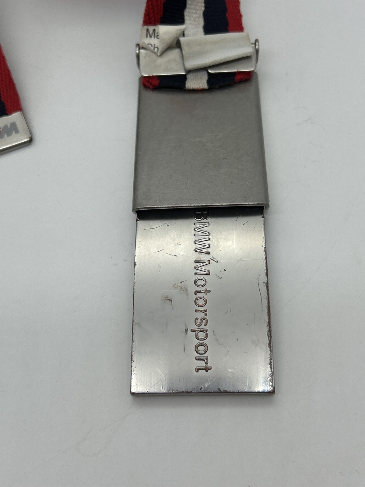 BMW Motorsport Men's Belt 115cm Webbing Metal Buckle Red White Blue