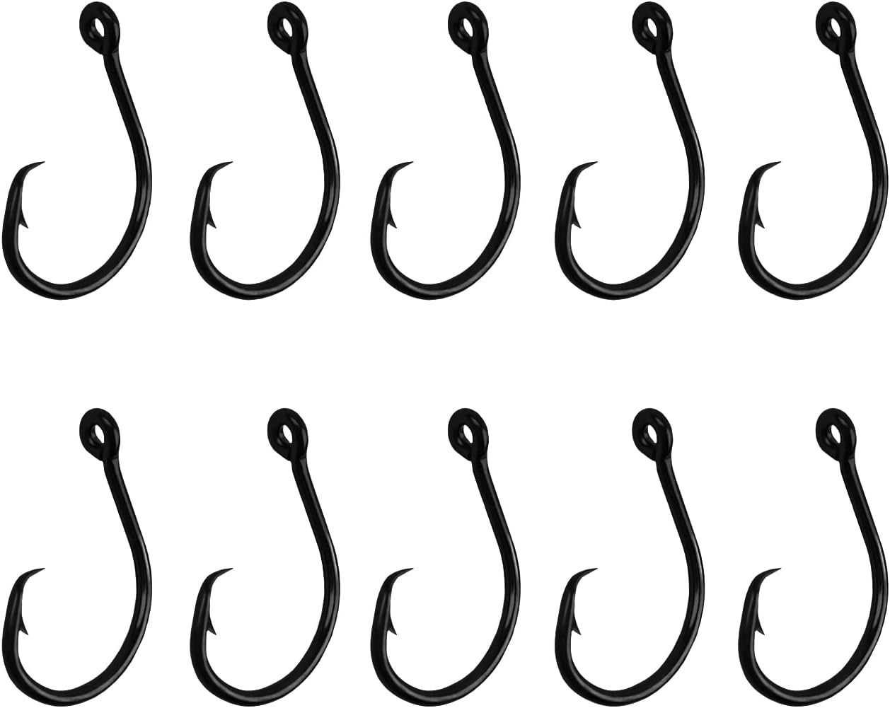 10PCS High-Carbon Steel Circle Hooks Barbed Fishing Hooks with Holes,