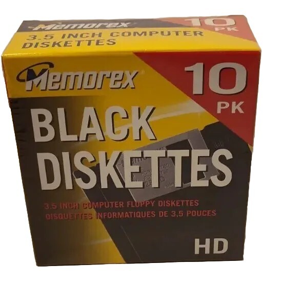 Memorex  Black Diskettes 3.5" HD Computer Floppy Disks Sealed 10 Pack.