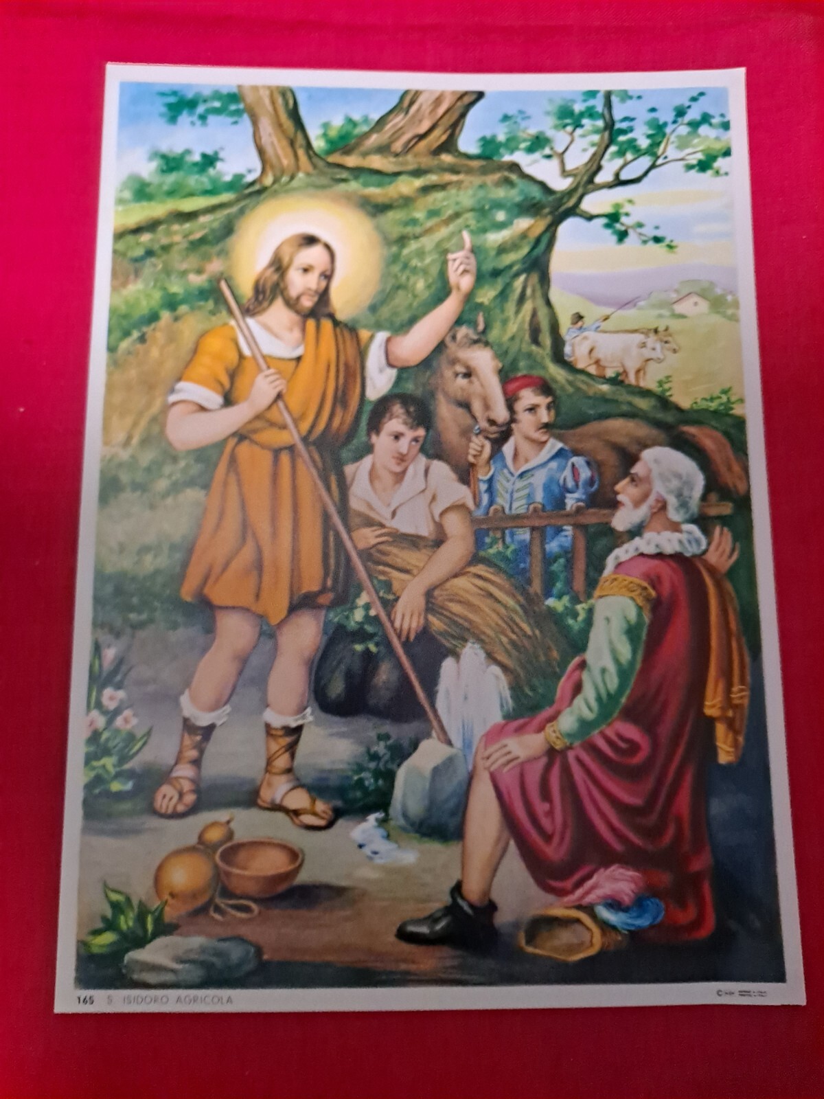 St ISADORE PATRON OF FARMERS Italy Lithograph Print Never Used 7 1/4" x 10 6/16"