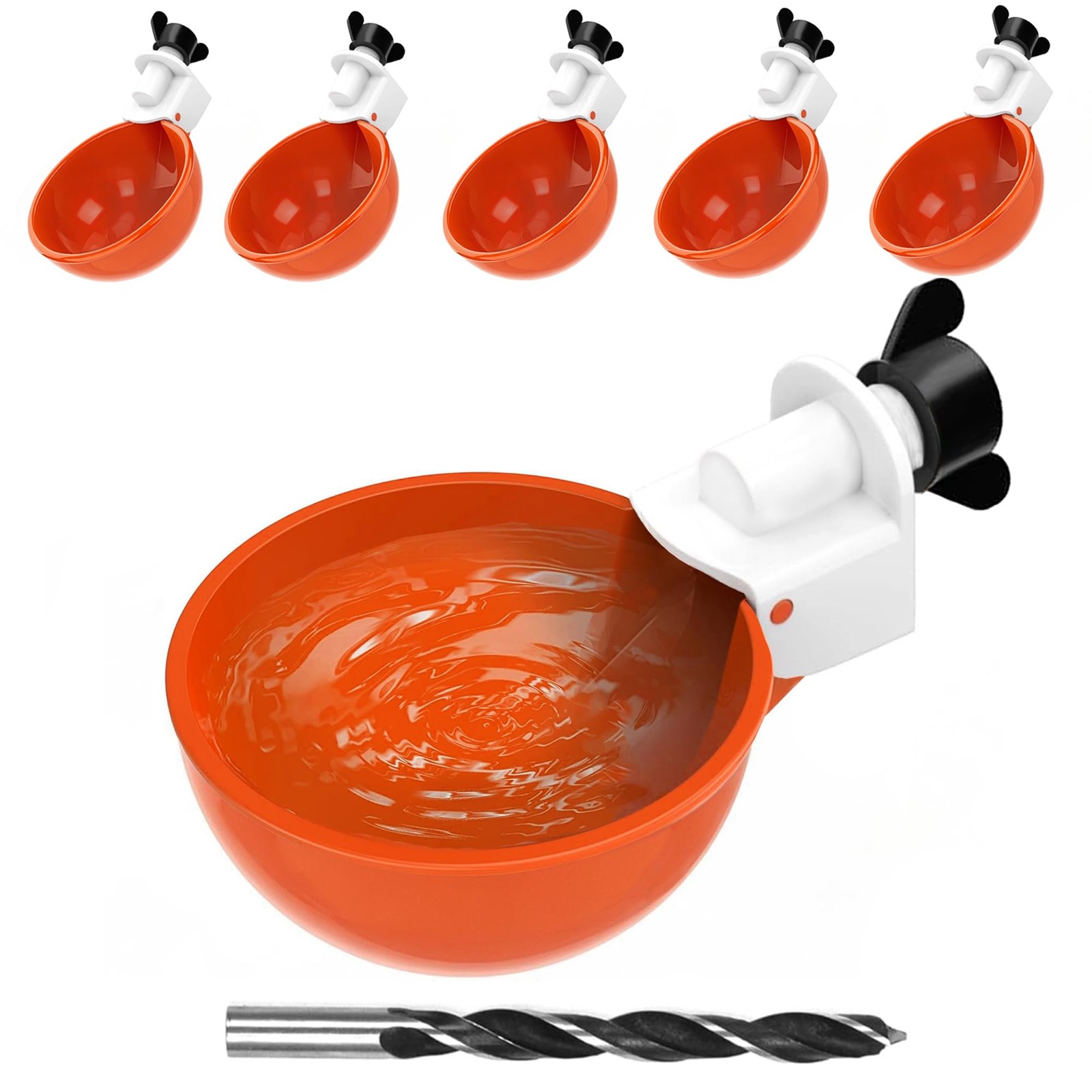 Chicken Automatic Waterer Cups, 6pcs Large Water Feeder, Orange