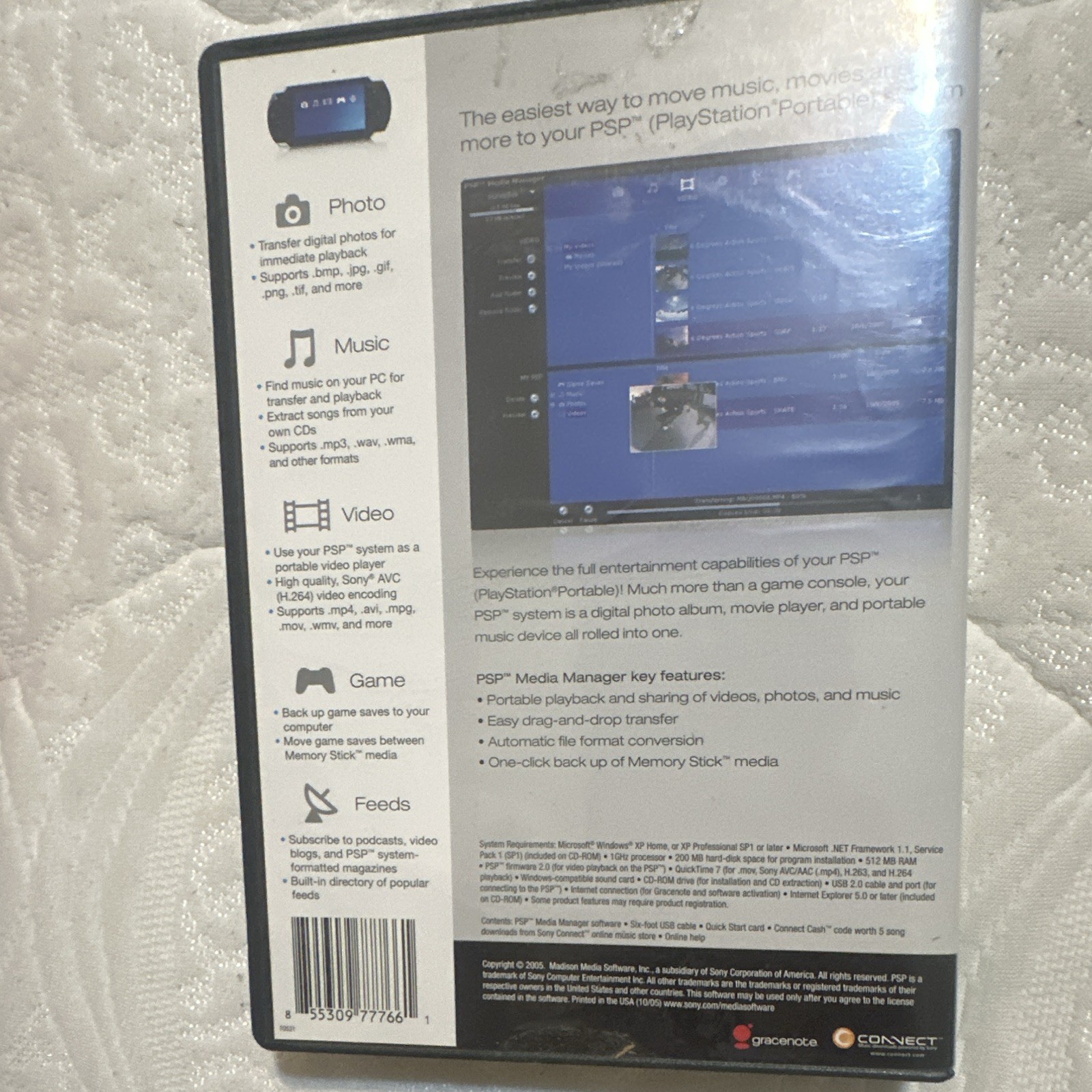 Sony PSP Media Manager Software CD English for Windows XP/2000 w/ Case Cable