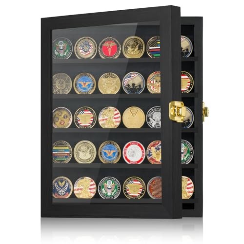 Military Challenge Coin Display Case 11x14IN, Medal Shadow Box with Coin Case L