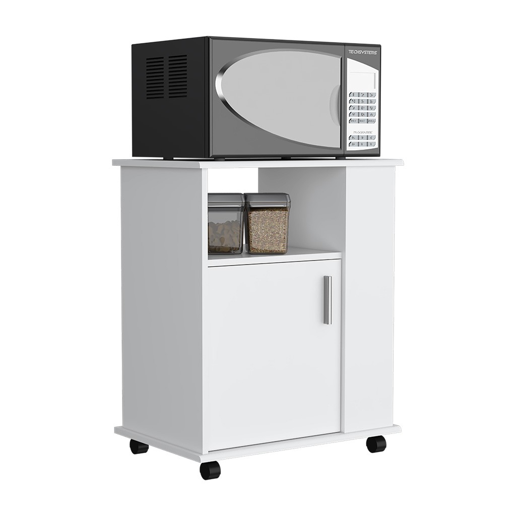Kitchen Cart Newark, Three Side Shelves, White Finish