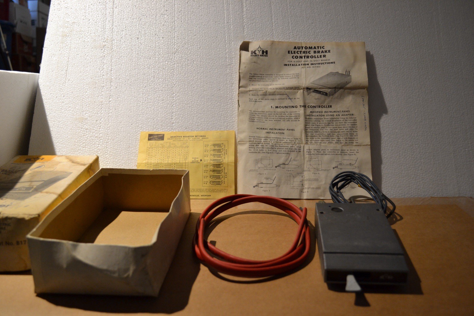 Vintage Kelsey Automatic Electric Brake Controller Kit No. 81740 Complete
