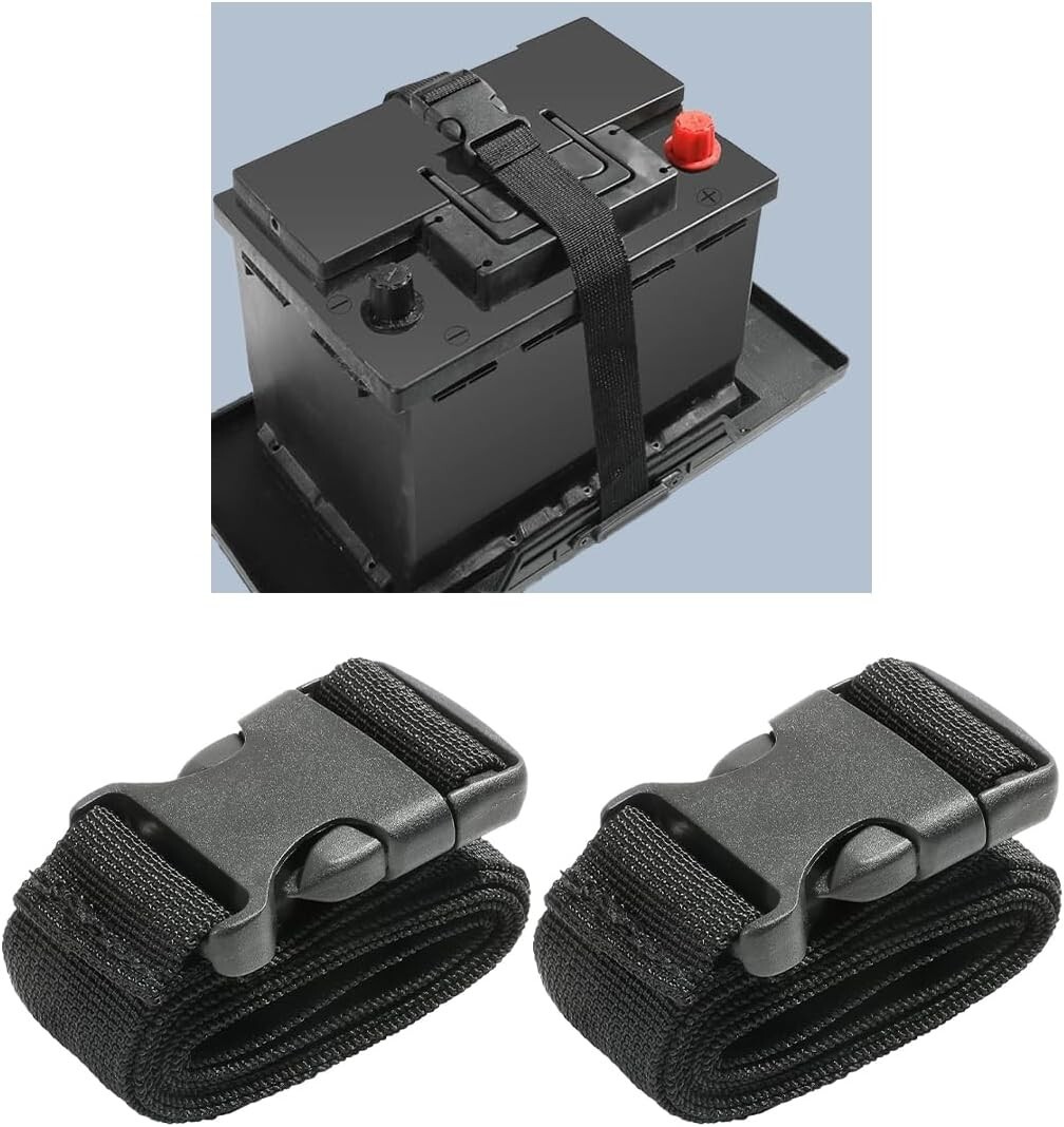 39 Inch Car Battery Tie down Strap, Auto Battery Adjustable Buckle Strap 1/2 Pcs