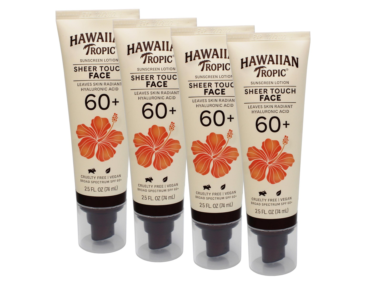 4 Pack - Hawaiian Tropic Sheer Touch Face Sunscreen Lotion SPF 60, 2.5 FL OZ
