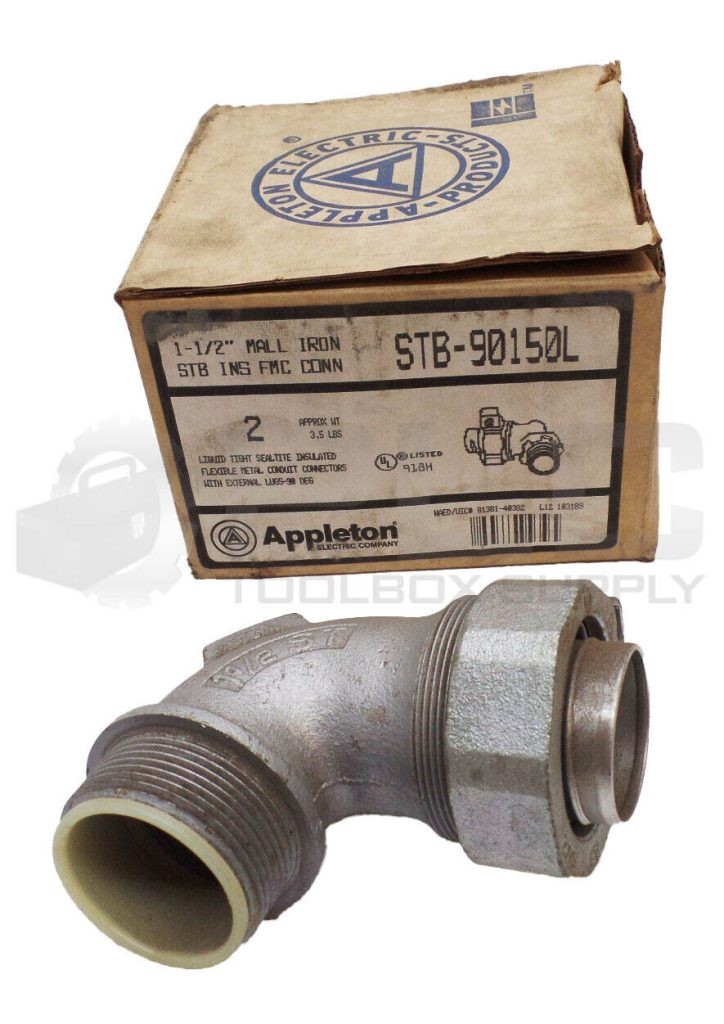 NEW APPLETON STB-90150L LIQUID TIGHT CONNECTOR 90DEG ELBOW 1-1/2" 1 PIECE