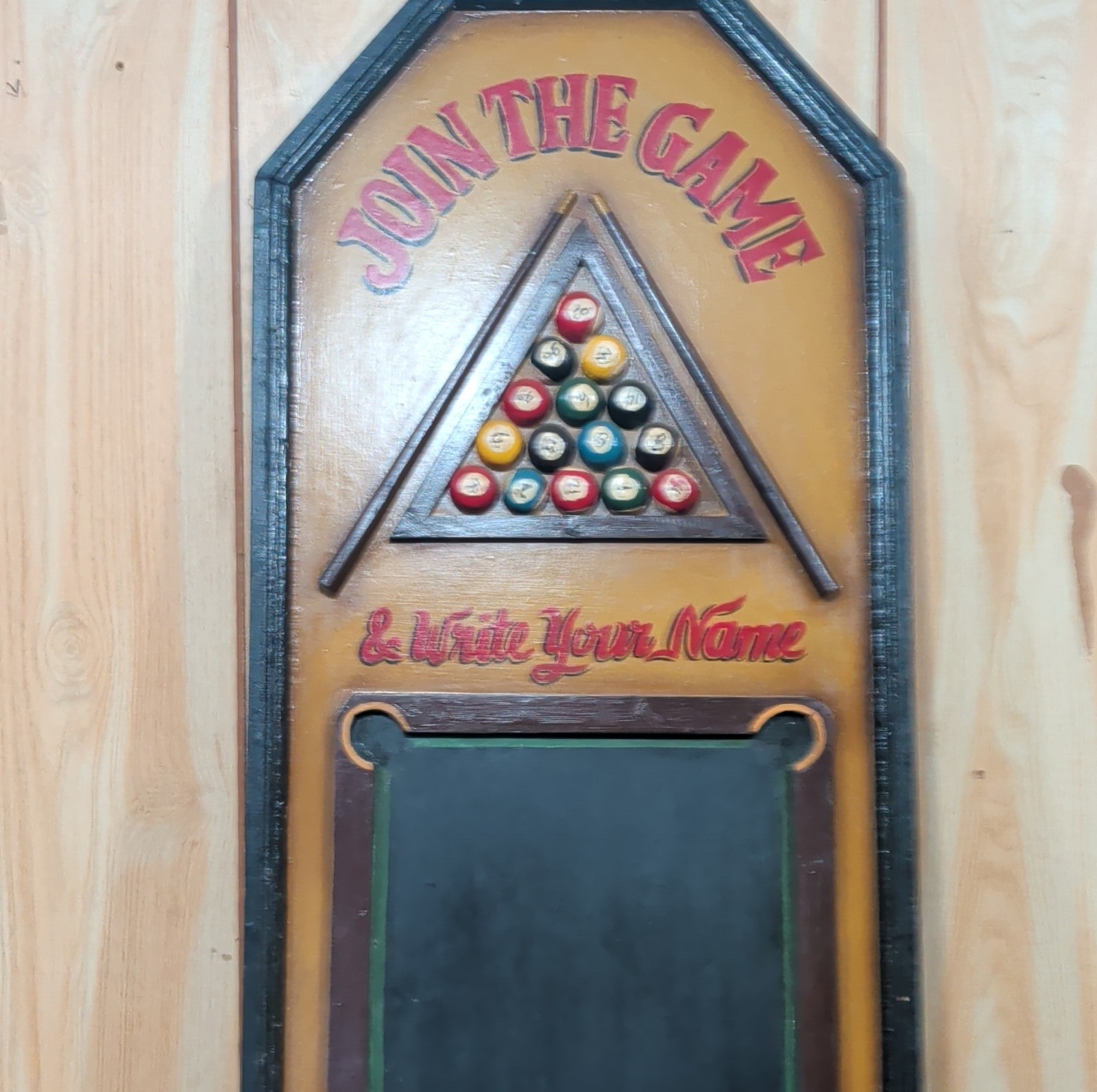 Billiards Chalkboard Wall Decor Plaque Pool Ball 'Join the Game'