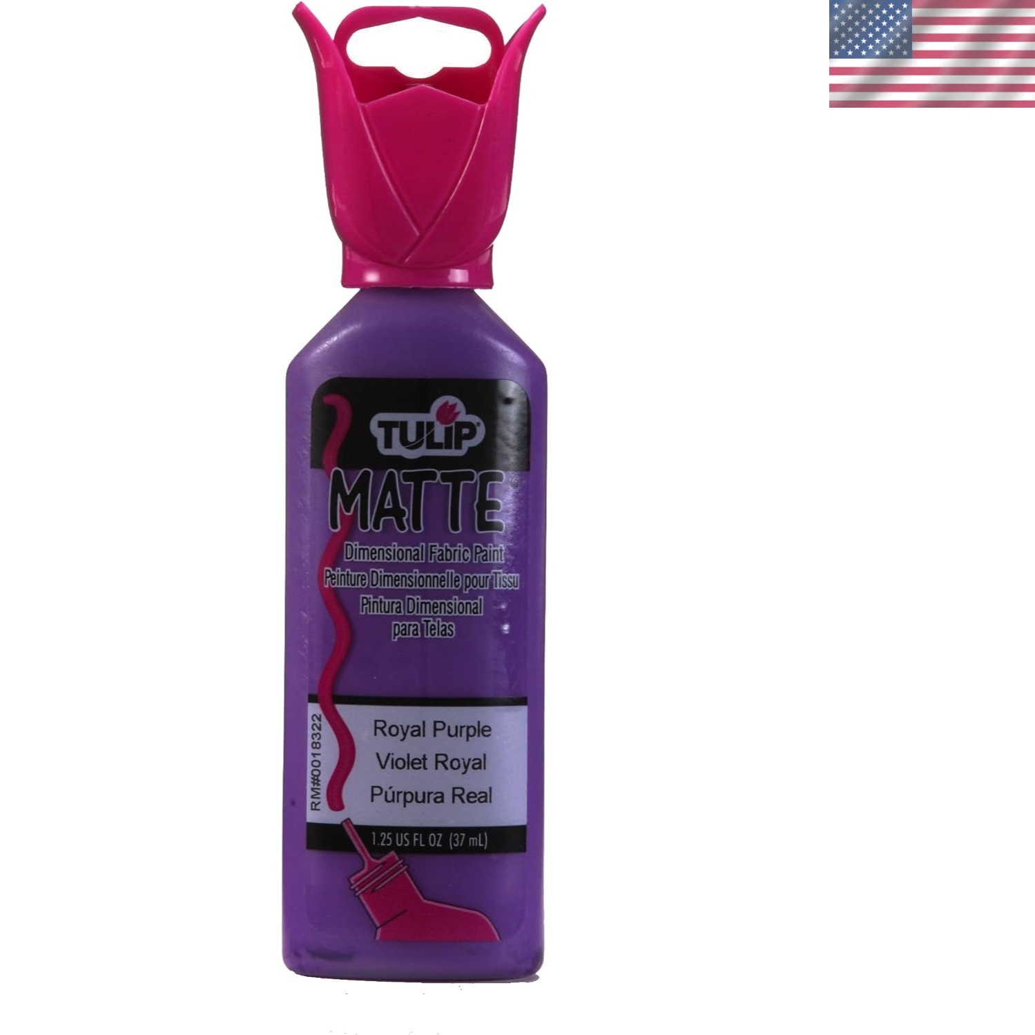 Versatile Matte Royal Purple Acrylic Fabric Paint - 1.25 Oz Easy-Squeeze Bottle