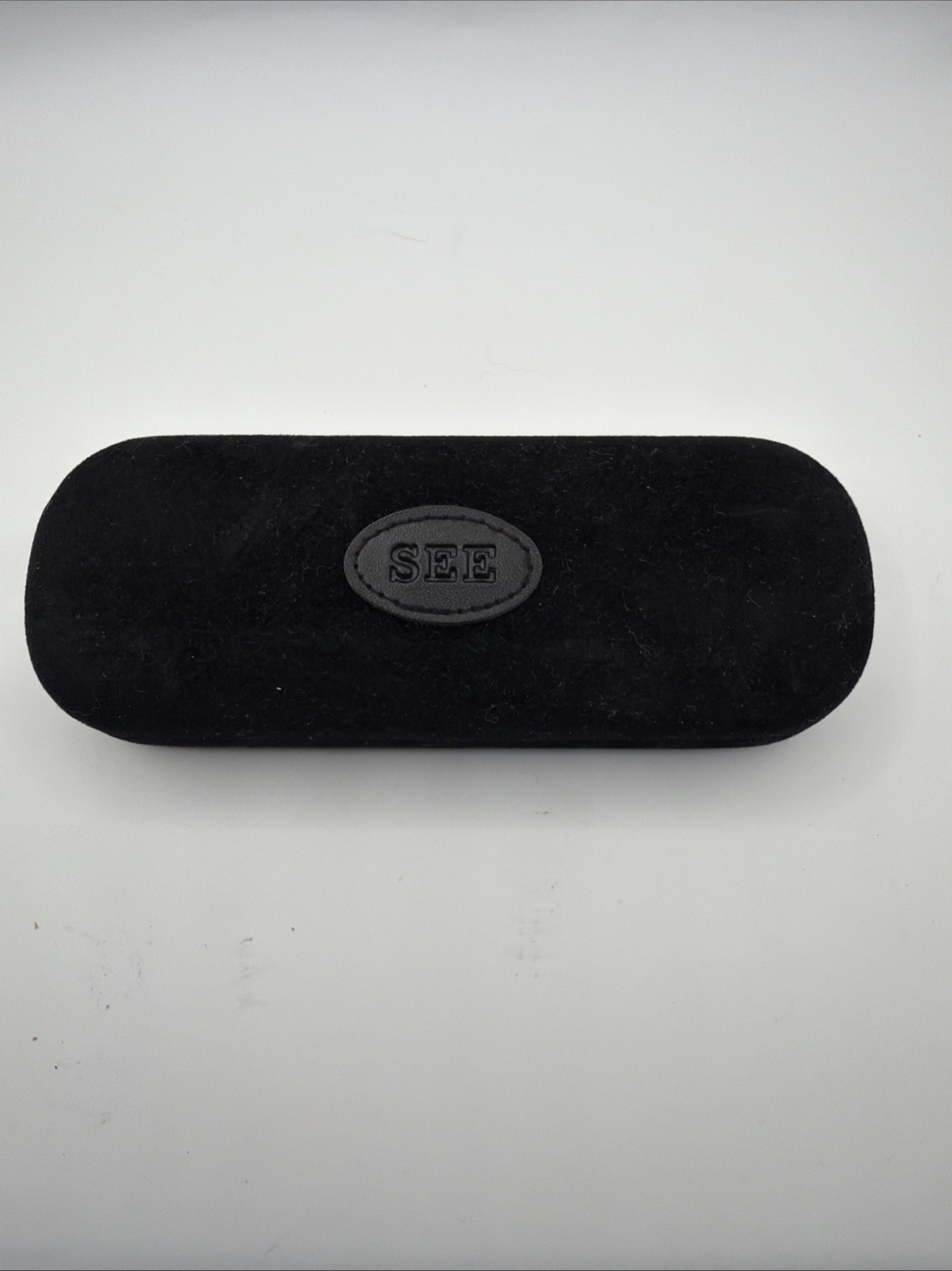 See Eyeglasses Sunglasses Hard Case Black Velvet Felt Lined Storage Portable