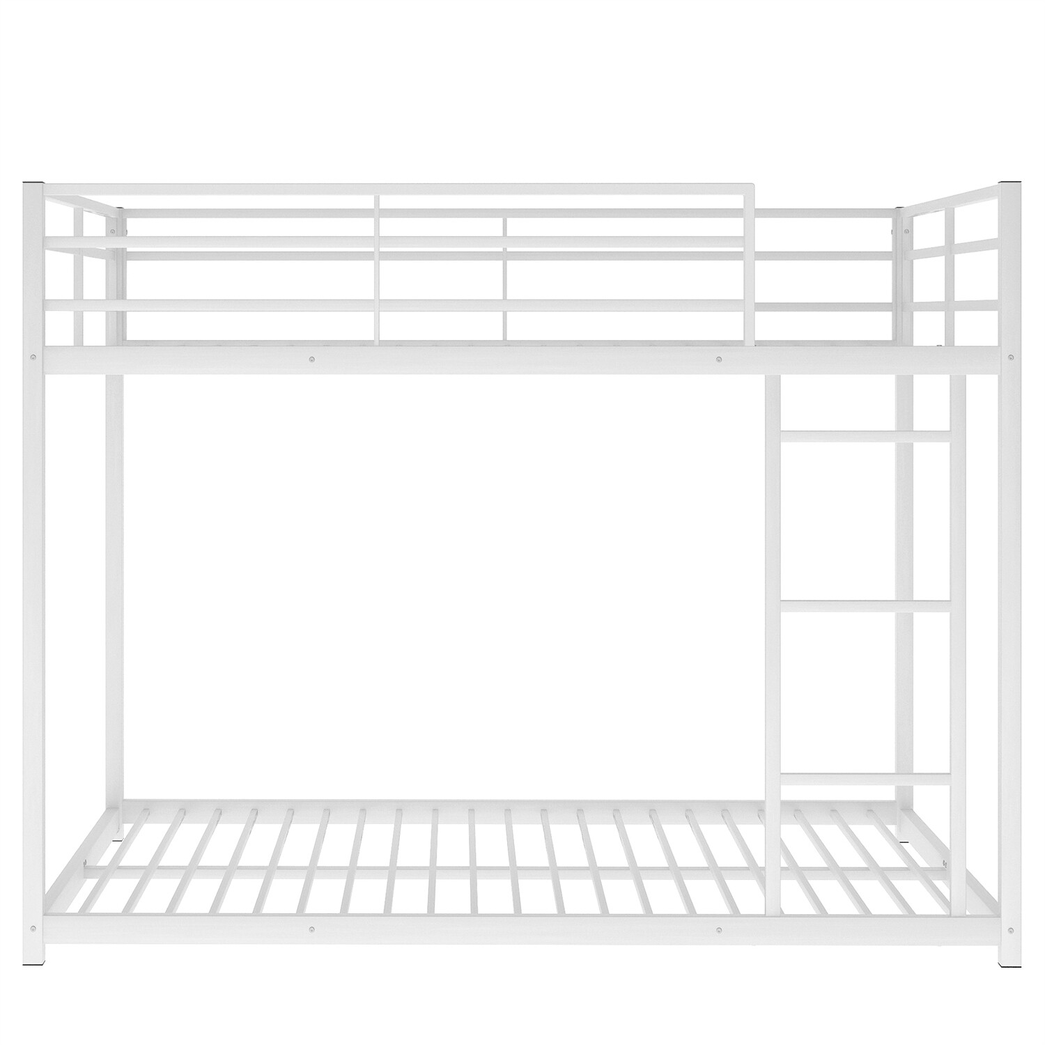 Full Over Full Metal Bunk Bed Heavy Duty Metal Floor Bunk Bed Frame w/ Ladder