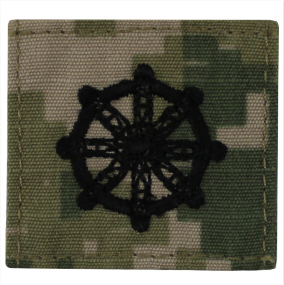 NAVY COLLAR DEVICE: WOODLAND DIGITAL EMBROIDERED BUDDHIST CHAPLAIN NWUIII