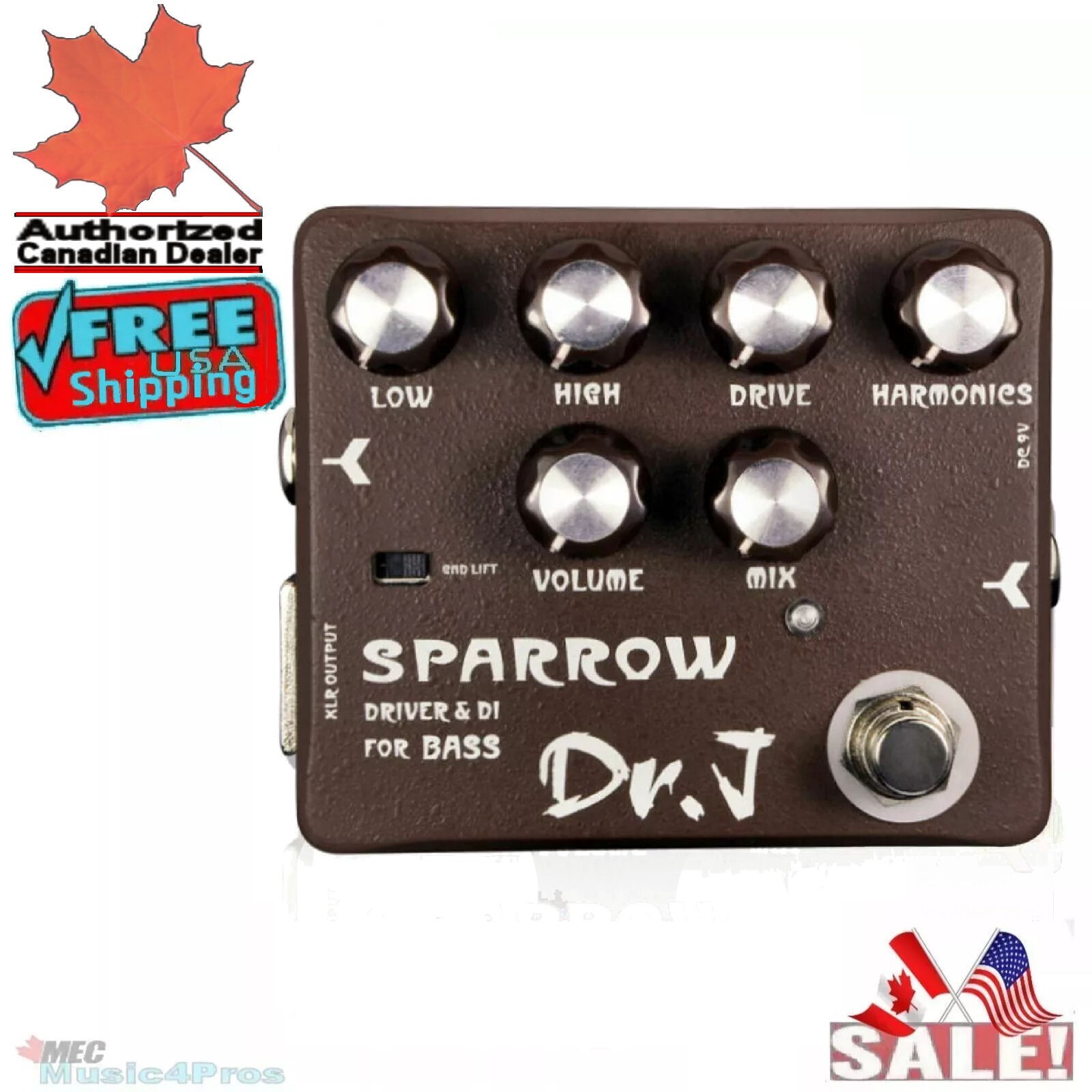 JOYO Dr. J D-53 Sparrow Overdrive Driver and DI for Bass Guitar Effect Pedal New