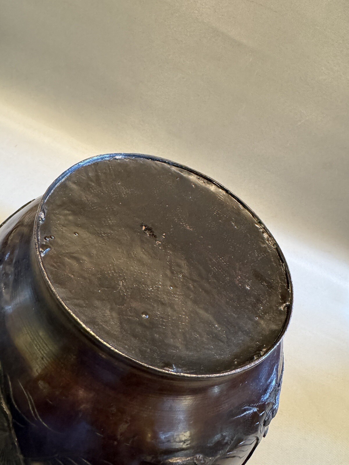 Antique Asian Bronze Jardiniere Planter Pot 12" diameter