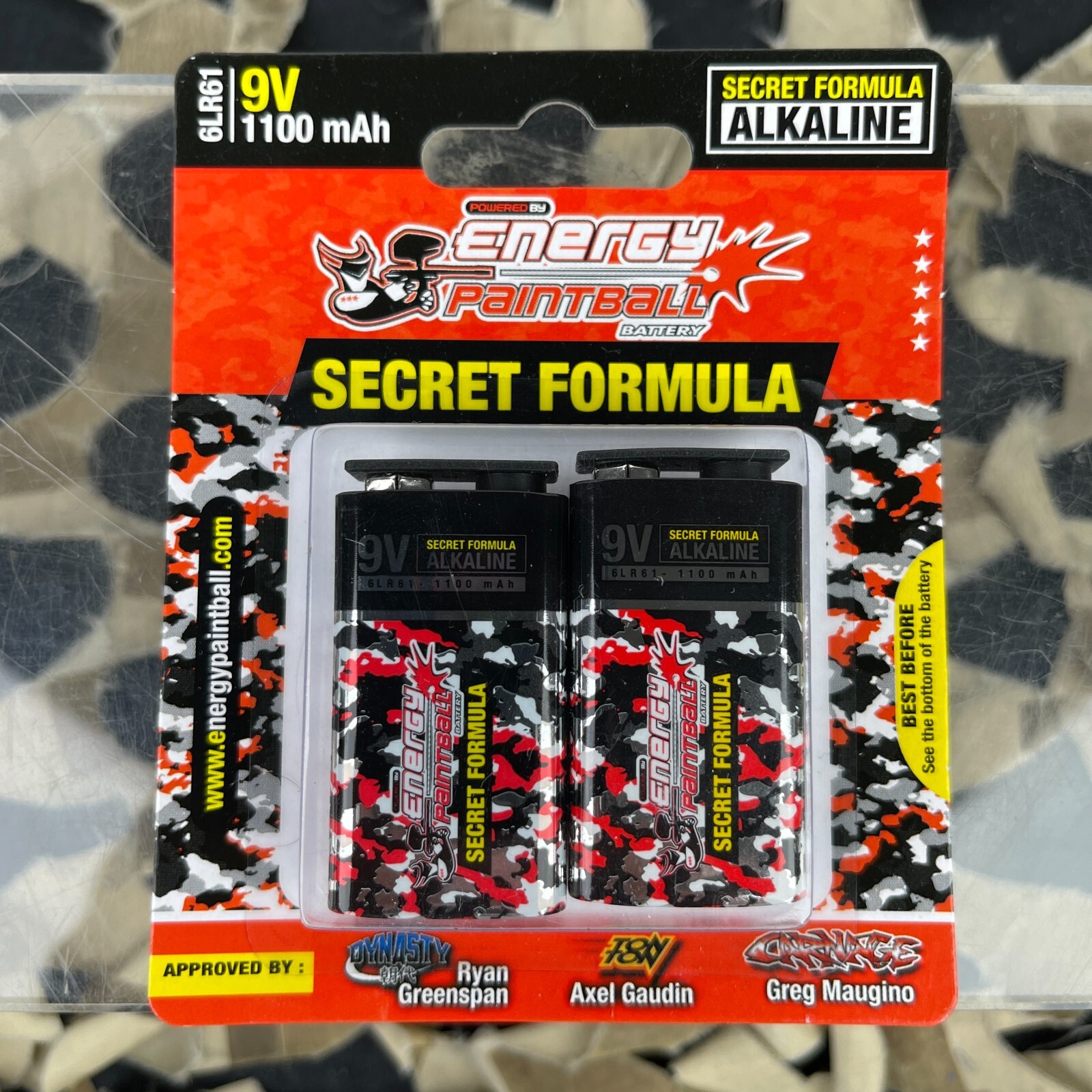 NEW Energy Paintball 9V 1100mAh Secret Formula Alkaline Battery - 2 Pack