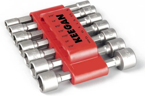Power Nut Driver Bit Set 14-Piece Quick Change MM & SAE Impact 1/4" Hex Shank