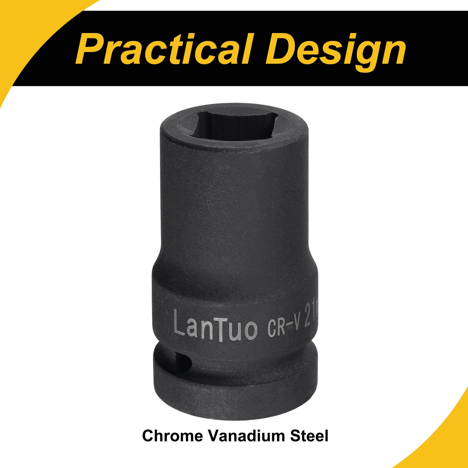 WorkBless 1" Drive by 21mm Square Impact Socket, 80mm Length CR-MO, Standard...