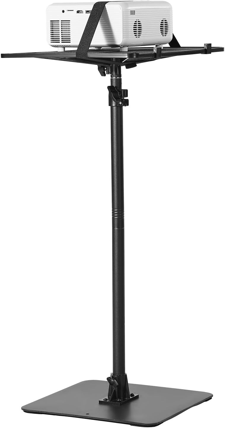 Heavy-Duty Projector Stand with Adjustable Height & 360° Rotation – Black