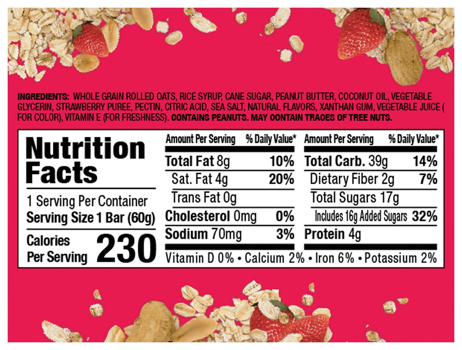 Bobo's Strawberry PB&J Oat Bar - A Delicious and Nutritious Snack! Pack of 12