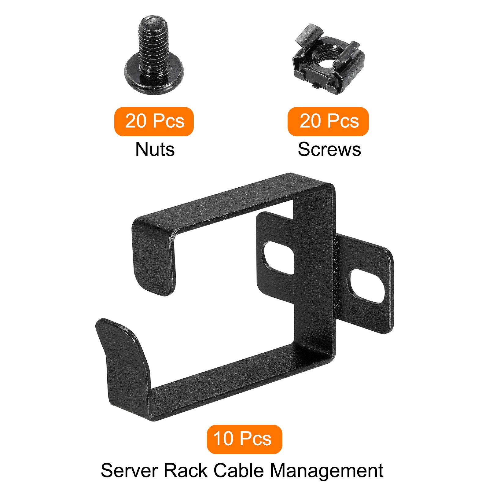 Server Rack Cable Management D Ring Hook Bracket Organizer Black Color/10 Set