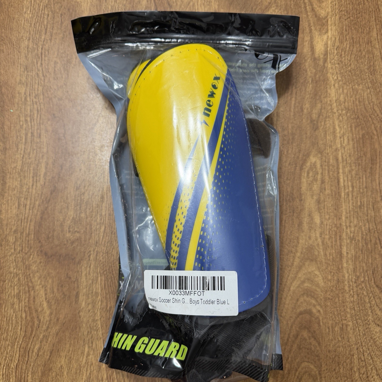 New Newox Yellow/Blue Soccer Shin Guards - Toddler Large