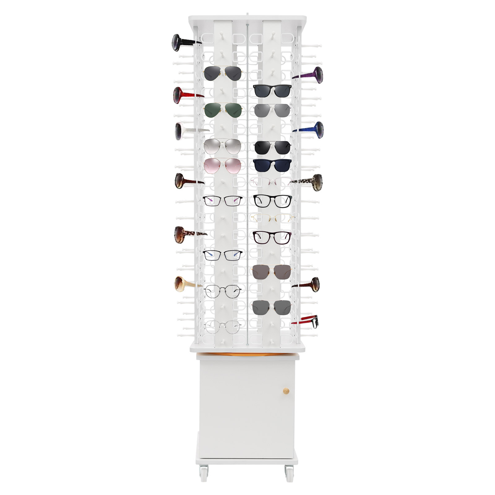 Glasses Storage Display Stand, Floor-standing Sunglasses Organizer With Wheels