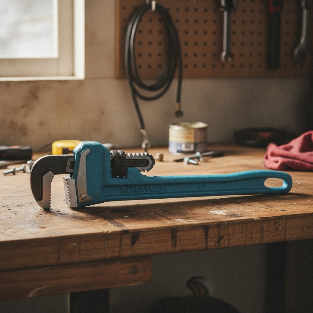 Adjustable 8-Inch Heavy-Duty Pipe Wrench for Tight Spaces & Maximum Torque