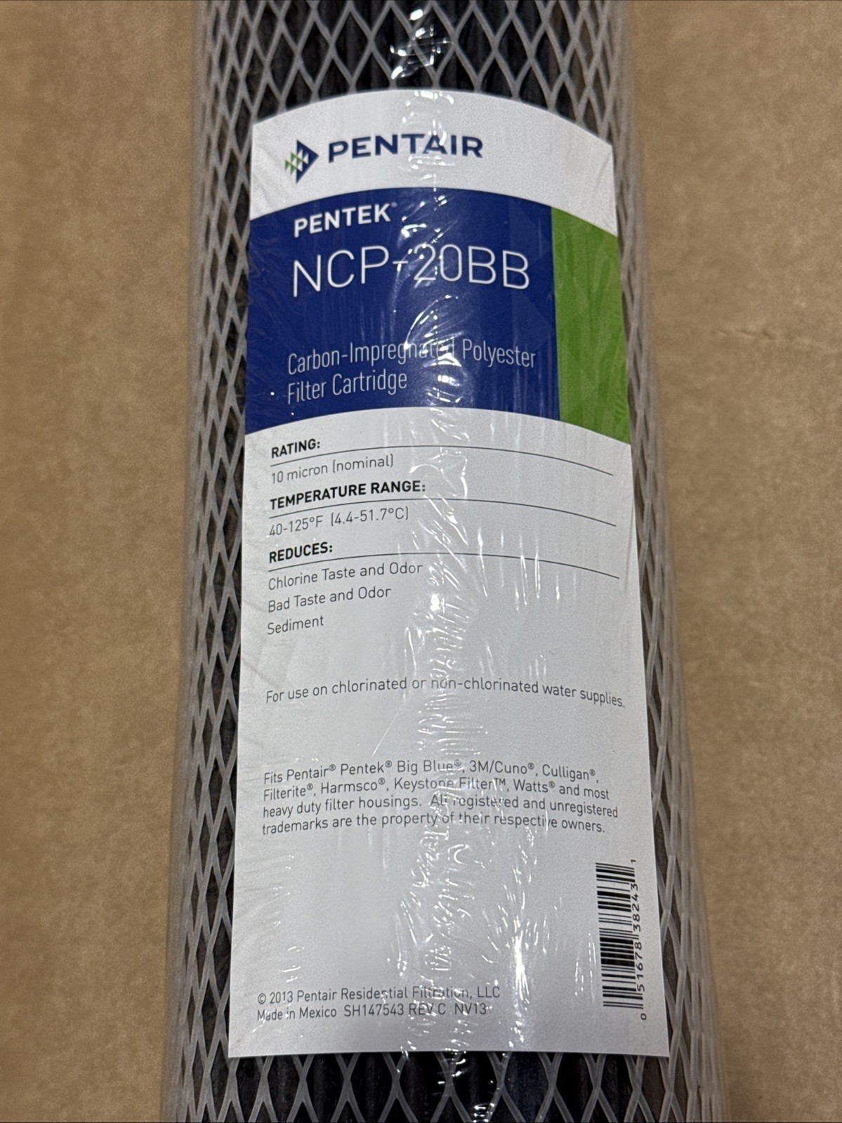 Pentek NCP-20BB 10 Micron Whole House 20 x 4.5 Carbon Impregnated Water Filter