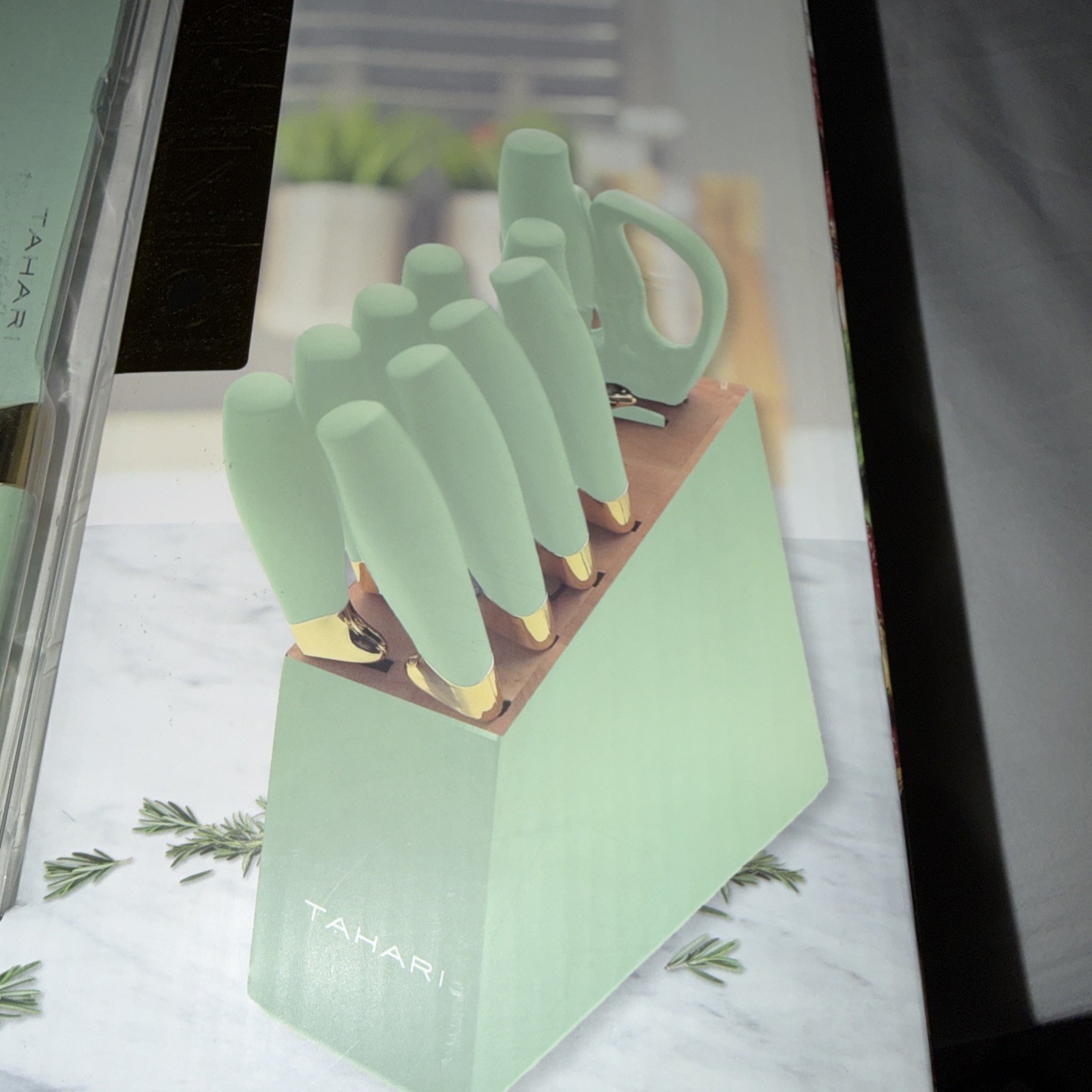 Tahari 12 pc piece Essential, Knife Block Set - teal New