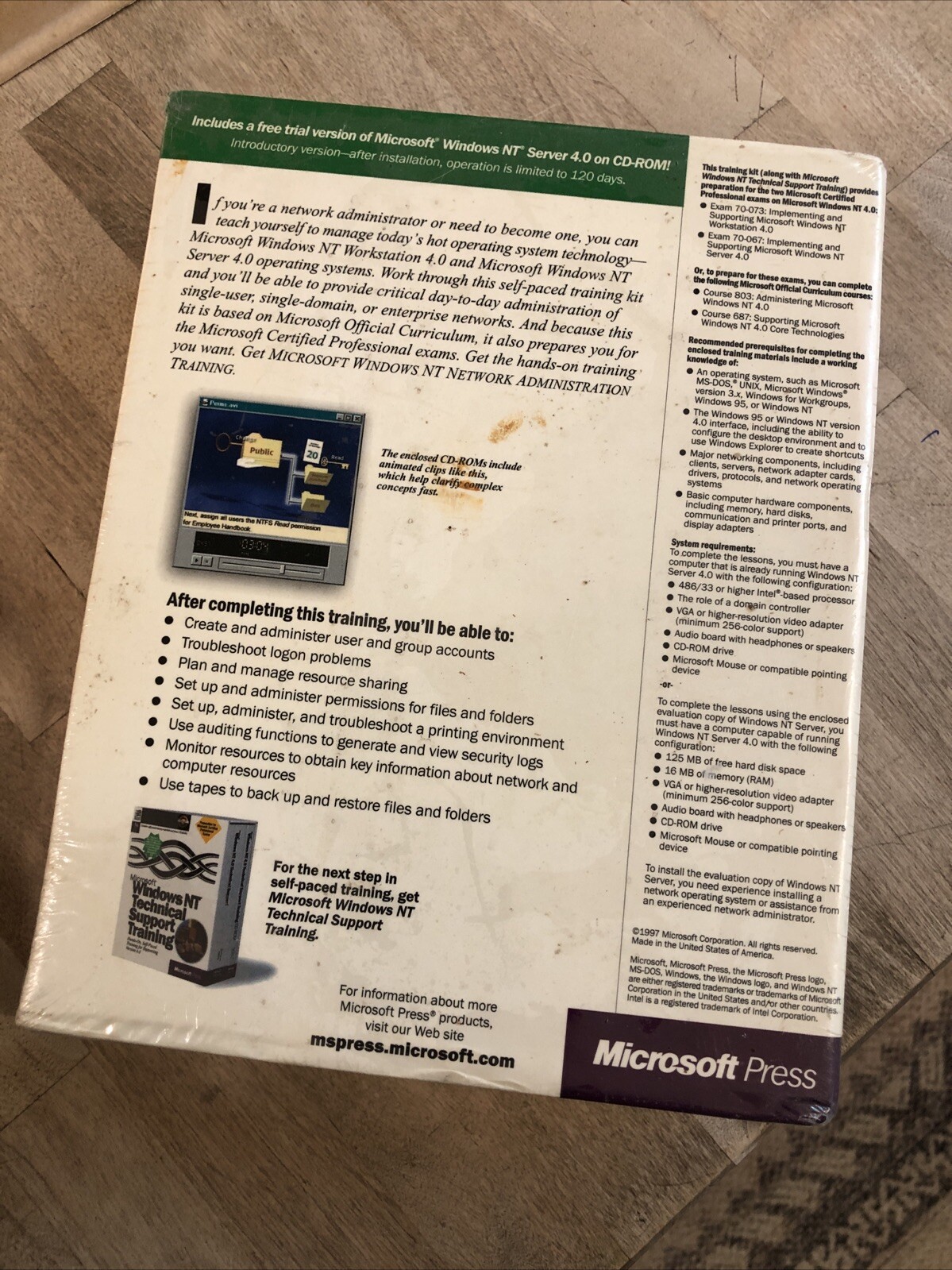 Microsoft Windows NT 4.0 Network Administration Training Official NOS Brand New