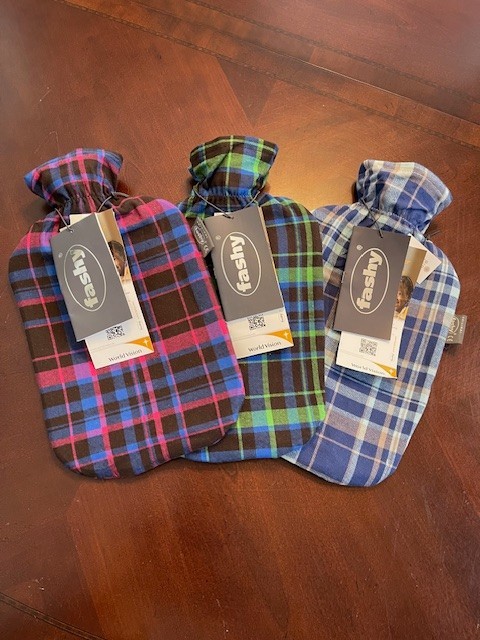 3 Hot Water Bottles by Fashy with 100%  Cotton Covers for Pain or  Warmth