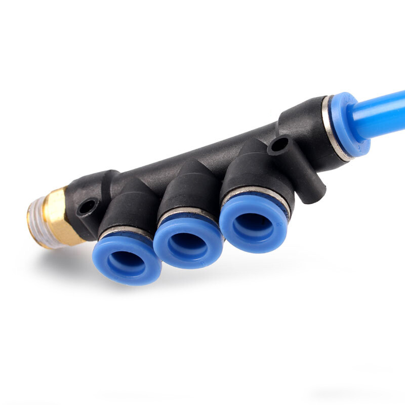 4mm-12mm Pneumatic Push In Fittings Air Water Hose Five-Way BSP Male Connector