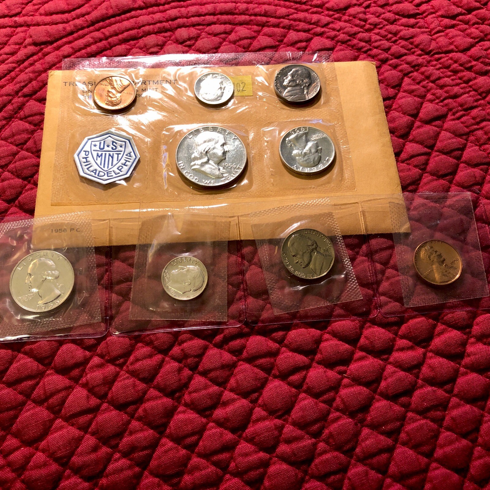 1956 US Silver MInt Proof Set -Plus A Little Extra. GEM! (NO SPOTS)