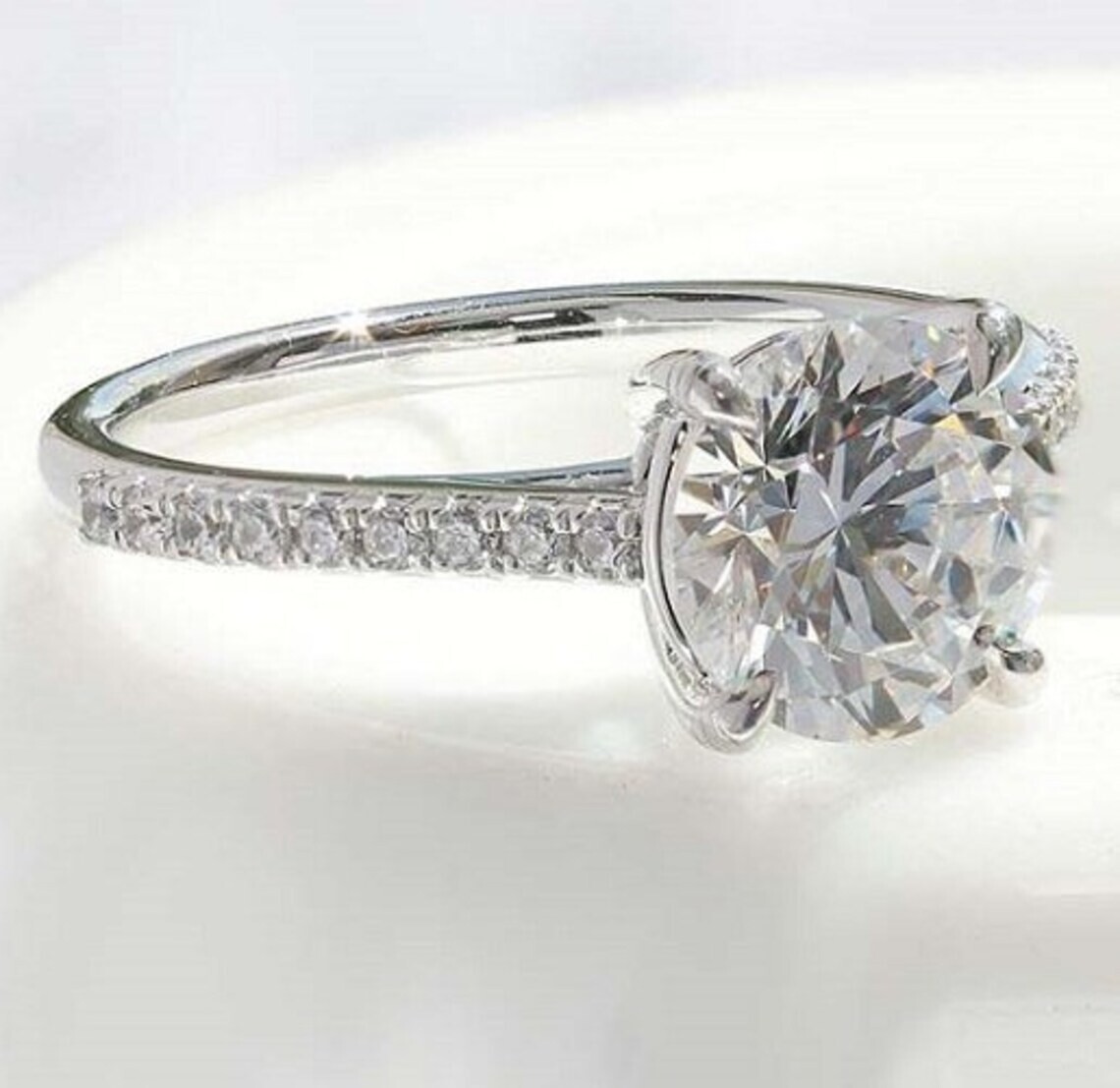 3.30 Ct Round Cut Lab-Created White Diamond Wedding Ring 925 Sterling Silver