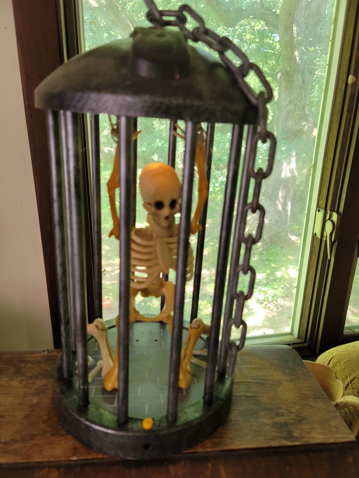 Gemmy Skeleton in a Cage Animated 16" Halloween Prop Decor Motion Activated