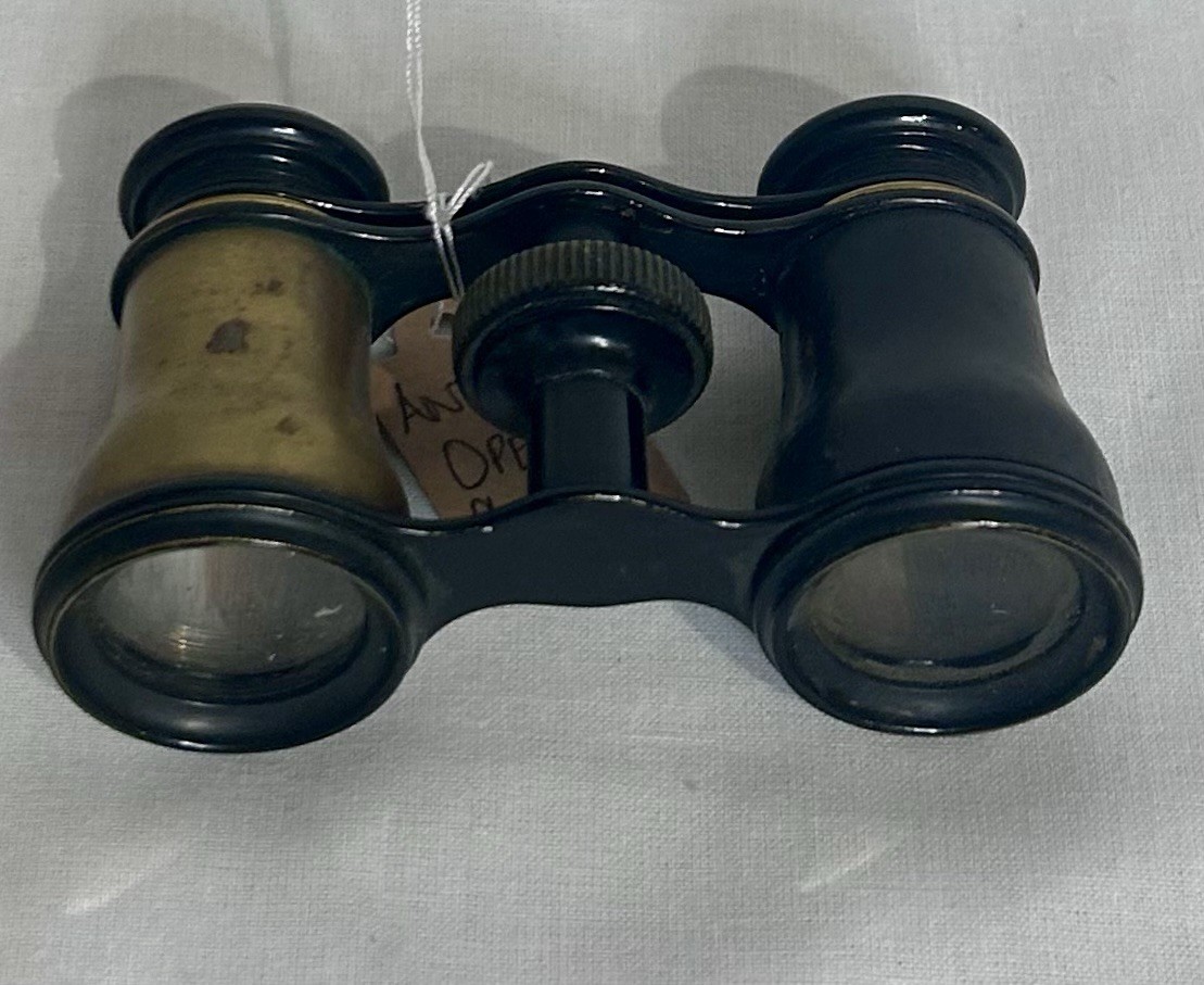 Antique French Opera Glasses Binoculars - Black & Gold - Center Focus